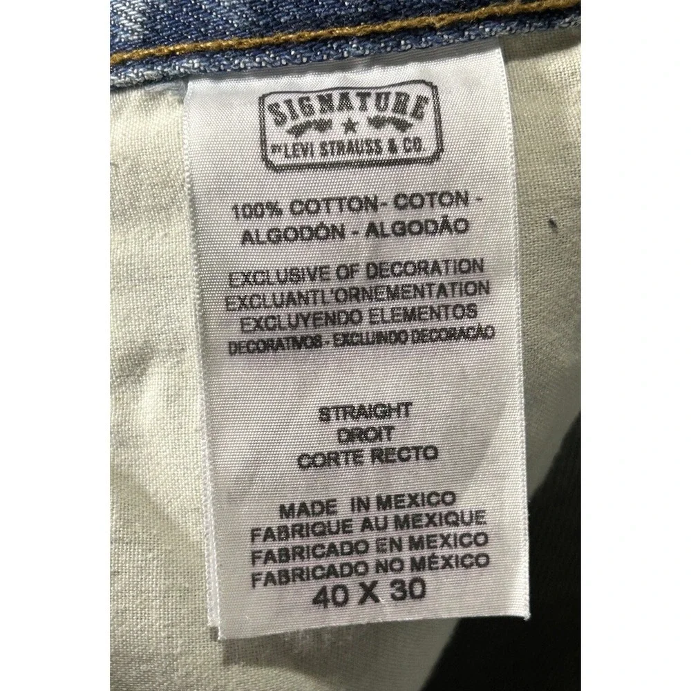 Levi‎ Strauss Signature Blue Jeans Mens Size 40x30 Straight Fit Work Wear